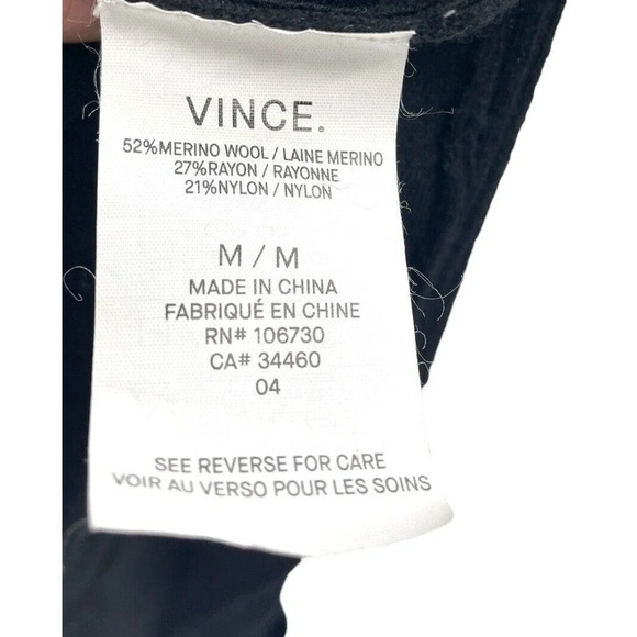 Vince Women's Cardigan Sweater Open Front Drape Wool Blend Size Medium Black - Picture 9 of 10